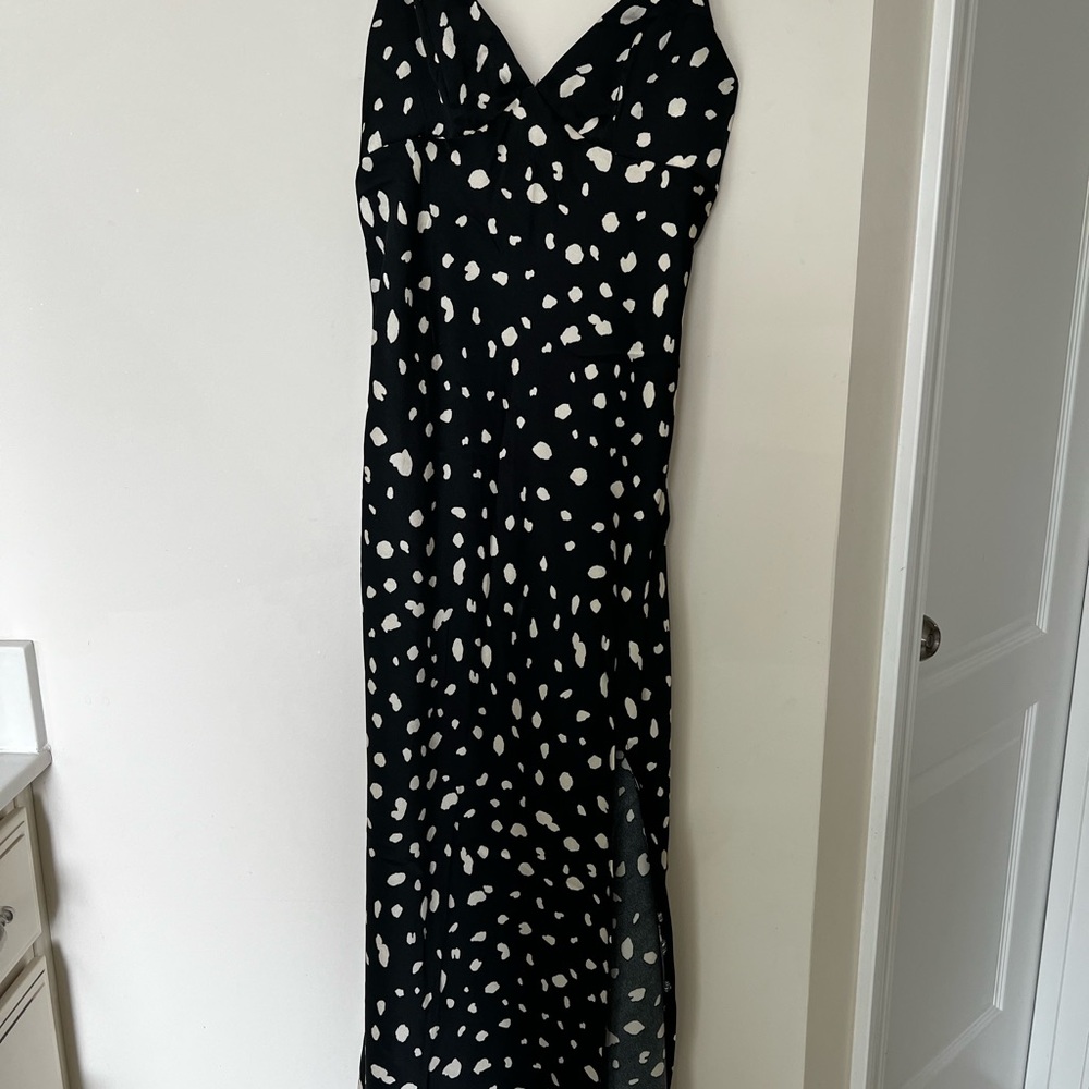 Petal & Pup Black and White Spotted Maxi Dress